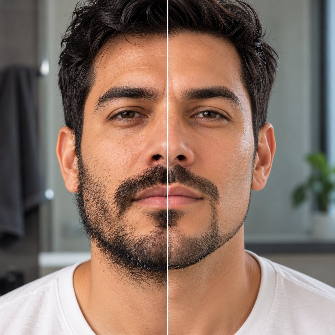 Barba antes y después de arreglarla