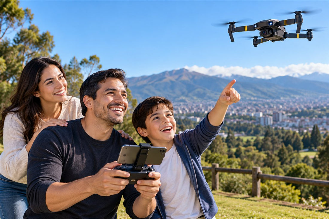 Familia volando el dron 988 Pro al aire libre