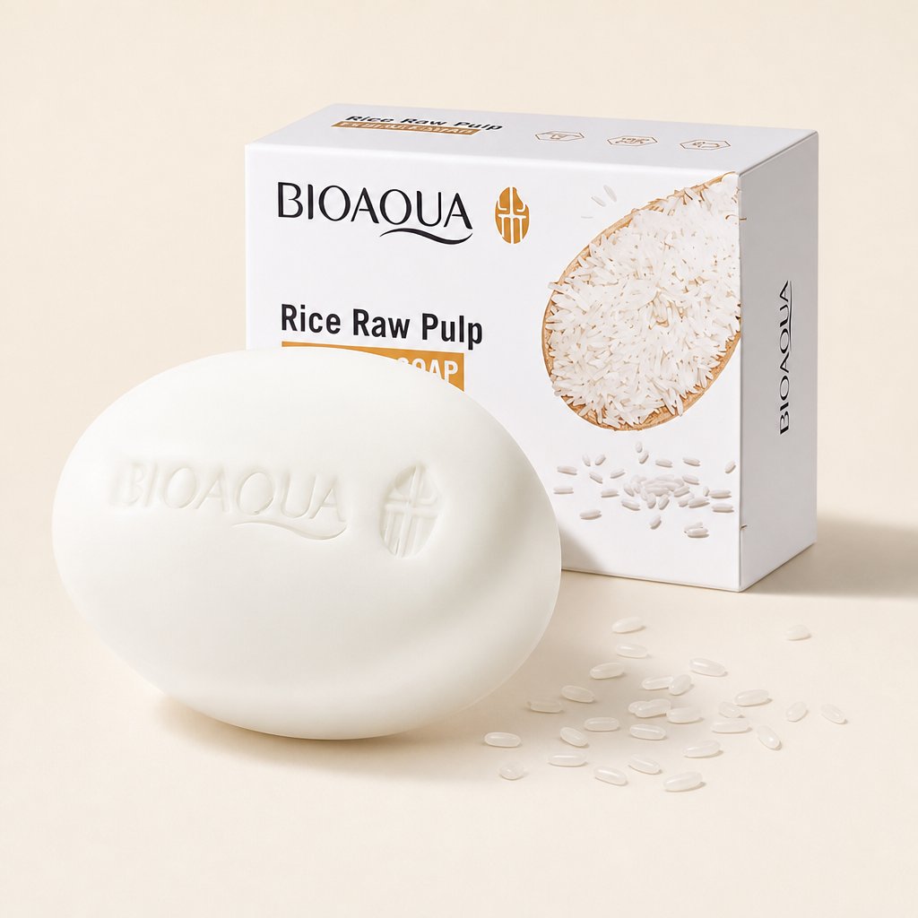 Jabón de arroz Bioaqua con su caja