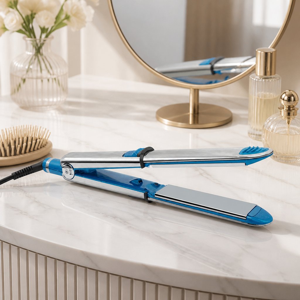 Plancha de cabello Optima 3000 en un tocador